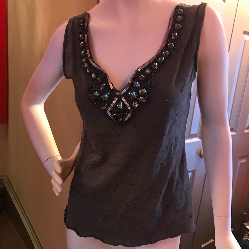 Embellished v-neck top